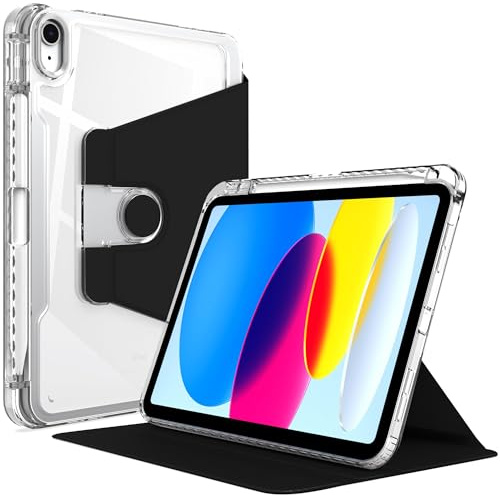 TXWLLIU Hülle für iPad Air 11/10,9 Zoll M3/M2 (7./6. Generation, 2025/2024) & iPad Air 5./4. Generation (2022/2020) mit Stifthalter, 360 Grad Drehbare Book Flip Stand Schutzhülle, Schwarz