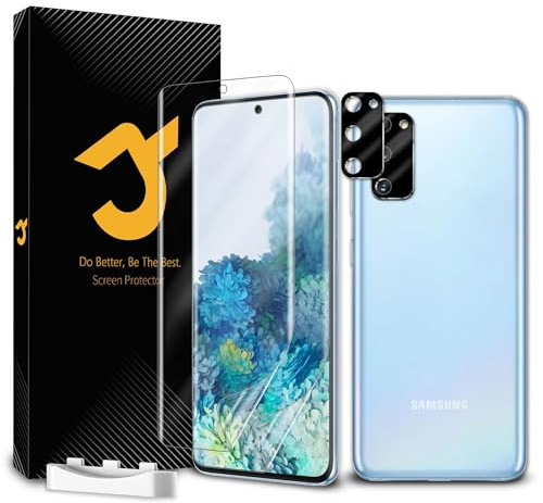 JZG 2+2 Stück für Samsung Galaxy S20 Schutzfolie [No-Glas], 2 Displayschutz + 2 Kameraschutz, Fingerabdruck-ID unterstützen, Selbstheilung, Anti-Kratzer, HD Klar