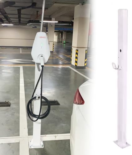 Stazione di Ricarica per Veicoli elettrici montata su piedistallo, Robusto palo di Supporto per Caricabatterie di Veicoli elettrici con Comodo Gancio per Cavi, Ideale per Uso Domestico e in