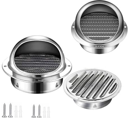 Griglia di Ventilazione Rotonda, Cappa di Scarico Dell'Aria a Parete in acciaio inossidabile, Griglia di Ventilazione A Sfera, Griglia di Scarico per Parete Esterna, Tubo Cappa(150mm/5.9in)