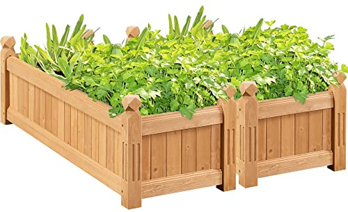 Yaheetech 2Pcs Rectangular Planter, 110.5 x 40 x 35.5cm, Light Brown