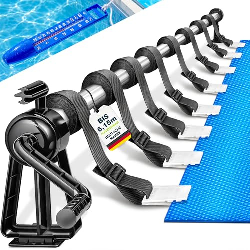 tillvex® Pool Aufroller Premium 1,05-6,15 m inkl. Thermometer & Bänder