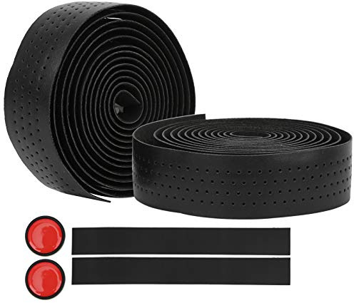 Vistreck 2st PU-läder EVA Styrebälte Anti-Slip Tejp för Landsvägscykel - Brun (Svart)