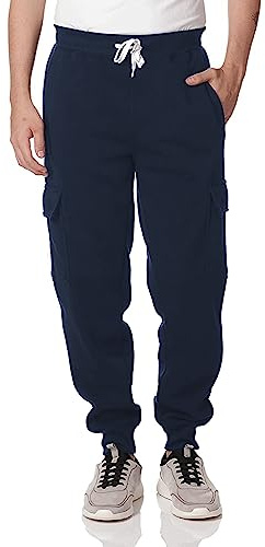 Southpole Herr aktiv jogging fleece cargobyxor träningsbyxor, Ny marinblå, XXL