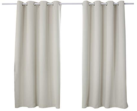 WOLTU 2er Set Gardinen mit Ösen, Verdunklungsvorhang für Wohnzimmer Schlafzimmer, Blickdicht, gegen Kälte und Hitze, 250g/m² Dicke,135x175 cm, Creme