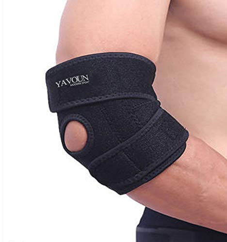 YAVOUN Elbow Brace, Adjustable Tennis Elbow Support Brace, Great For Sprained Elbows, Tendonitis, Arthritis, basketball, Baseball, Golfer's Elbow Provides Support & Ease Pains (Black)