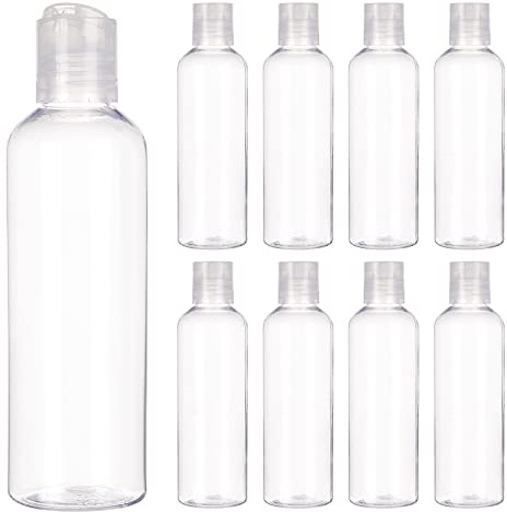 BENECREAT 8 Pack 200ml Vide en Plastique PET Flacon de Voyage Portable | PET, Flacon avec bouchon a disque pour shampooing, revitalisant, lotion, produits de toilette, pour voyager, le camping