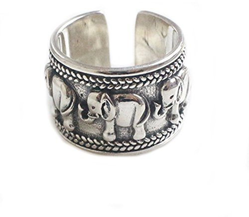 Helen de Lete S925 Sterling Silber Vintage Elefant Verstellbarer Ring