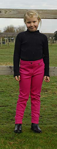Rhinegold Childrens Jodhpurs -28-Raspberry