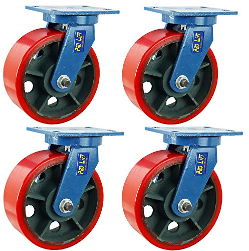 Pro-Lift-Werkzeuge 4 Stück Lenkrollen je 1800 kg Tragkraft PU Rollenbelag Durchmesser 250 mm Schwerlastrolle Transportrolle Panzerrolle 4x lenkbar Rollen