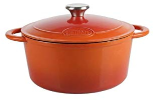 Sitram 712573 TRADIFONTE COCOTTE en Fonte d'acier EMAILLE, 5 liters, Orange/Blanc