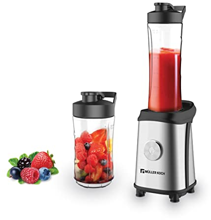 Müller Koch Smoothie - Batidora eléctrica de vaso (350 W, incluye 2 botellas sin BPA, 350 y 600 ml, cada una con tapa)