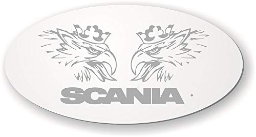 Schilderfeuerwehr Scania Svempa Spiegel mit Logo für die Rückwand ✓ Greif lasergraviert oder als Aufkleber ✓ Rückwandspiegel ✓ Truck Accessoires für den Innenraum ✓ (Aufkleber)