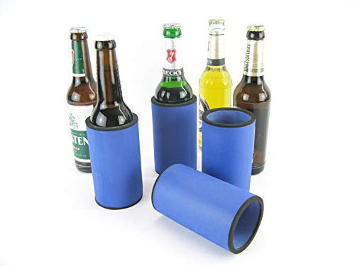 asiahouse24 5 refrigeratori blu per bottiglie di birra – refrigeratori per bottiglie di birra lunghe da 0,33 l (set da 5 refrigeratori per bottiglie da 0,33 l, colore blu, bottiglia lunga da 0,33 l)
