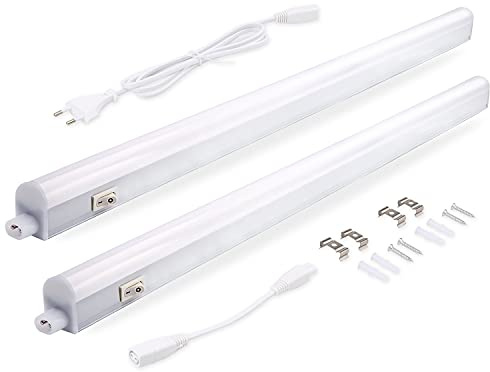 DA LIGHT Led Armatur 8W 57,5 cm 750lm 4000k neutral vit neutral vit superljus skåpbelysning för kök skåp vitriner utdragbar med plug-in system (2 stycken)