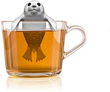 Winkee - Cute Animal Teesieb I Tee Ei für losen Tee I Tea Infuser lustig I Teesieb für Tasse I Gewürzsieb Silikon I Teekugel-Tier-Figur (Robbe)