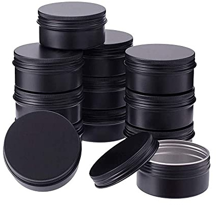Sertay Leere Dosen, 12 Stück Reise Cremedose, Runde Creme Container, mit Schraubdeckel, für Shop Cremes, Salben, Balsame, Kräuter, Nailart (Schwarz)
