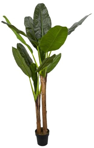 HOME DECO FACTORY - HD4189 Bananier Artificiel XXL - Plante Décorative Réaliste - Entretien Facile - Matériaux de Qualité - Idéal Salon ou Chambre - 160x45x45 cm - Vert Marron