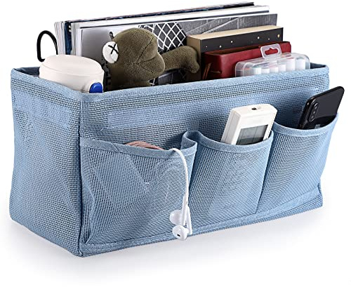 IGNPION Net Nachttisch-Hängeaufbewahrung, Betttaschen, Körbe, Schlafsaal, Bett-Organizer, Caddy Mehrzweck-Hänge-Aufbewahrungstasche für Zuhause, Büro, Schule, Wohnheim, Krankenhaus, Blau