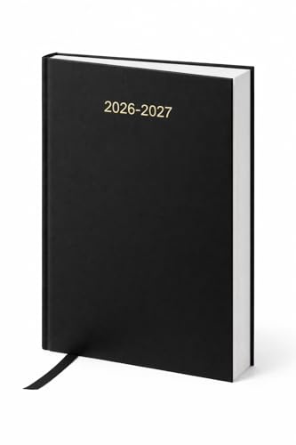 Top Sale 2026-2027 A5 Academic Diary Week To View | Mid Year Planner July 2026 - August 2027 | Hardcover Student Diary With Ribbon Bookmark Calendars Timetable And Exam Pages - Black
