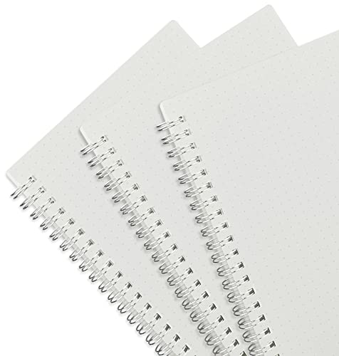 SNAGAROG 3 Stück Dot Spiral Notizbuch A5 Dotted Notizheft Punktraster Notizbuch Tagebuch Skizzenbuch Spiralblock Reisetagebuch - 80g/㎡, 155mm x 213mm, Transparente Abdeckung