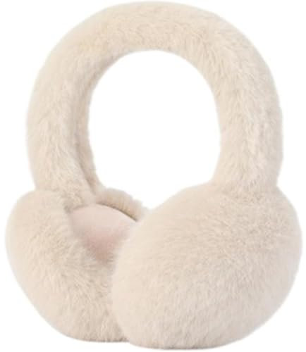 ALIBRAHIM Ear Muffs for Men & Women - Winter Ear Warmers - Classic Fleece Unisex Winter Warm Earmuffs - Windproof Plush Earmuffs Foldable For Boy/Girl - Beige