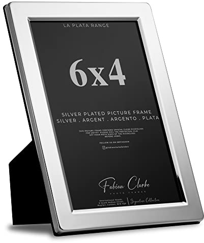 Silver Plated Photo Frame Picture Frame Plain Satin Finish and Tarnish Protected for Wedding Picture or Family Photos (6x4)
