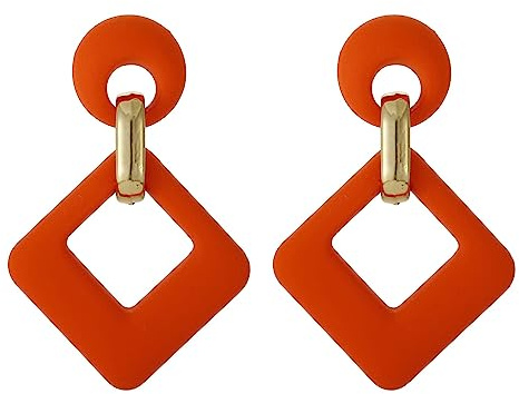 SIXDUTON Neon Ohrringe Damen Statement Ohrringe Groß Bunt Creolen | Acryl Quadratische Ohrringe 80er Jahre Modisch 90er Ohrringe Modeschmuck Geschenk für Party Kostümzubehör Karneval Mottoparty