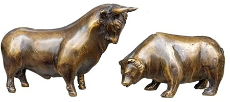 IDYL Bronze-Skulptur Börsensymbole Bulle & Bär 8 x 13 cm
