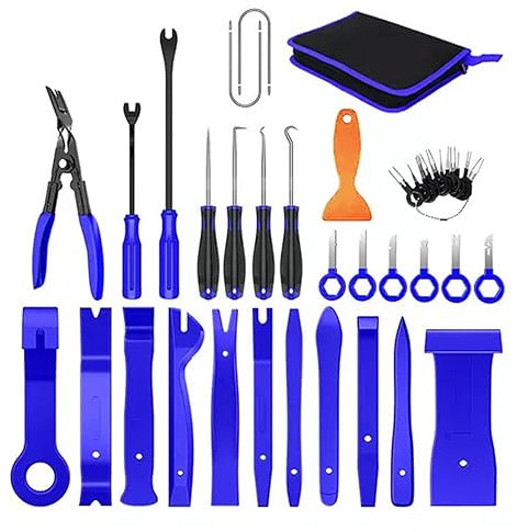 Shkalacar 38 Pezzi Kit di Strumenti per la Rimozione del Rivestiment, Attrezzo per Leva per Auto Pannello della Porta Strumento per la Rimozione del Rivestimento Audio Stereo Pinze per Clip