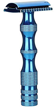 ANKROYU Männer-Sicherheitsrasierer Für Die Mentale Rasur, Vintage-Handrasierer, Klassischer Rasierer, Doppelklingen-Rasierer, Wiederverwendbarer Reise-Essentials-Rasierer, Geeignet Für Männer(Blau)
