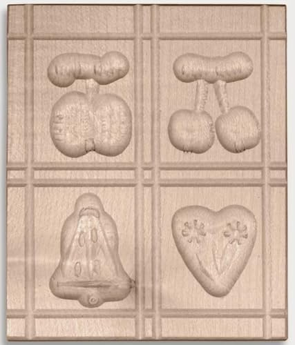 Teemando® Ausstechgebäckform, Spekulatiusform, 4 Bilder aus Holz 11 cm