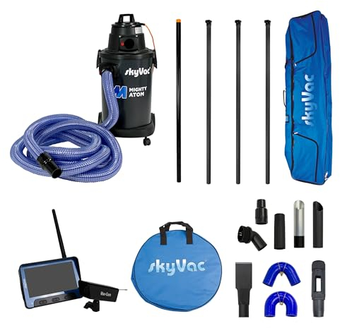 SkyVac Mighty Atom, Mighty Atom Package with Elevate 44mm Clamped Poles 4 Pole with Non-Recordable Camera, Black