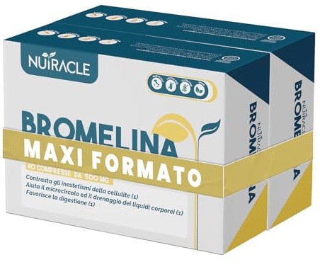 Nutracle Bromelina 2500 GDU/g 80 compresse da 500 mg - Integratore Drenante - Anticellulite e Ritenzione Idrica Gambe - Diuretico e Digestivo