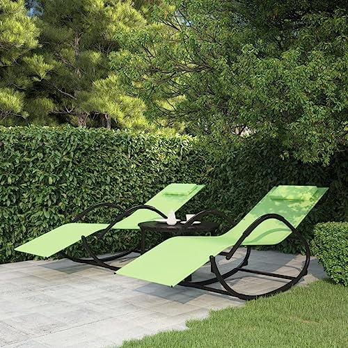DYRJDJWIDHW gartenliege,sonnenliege,relaxliege,sonnenliege klappbar,Schaukelliegen 2 STK. Grün Stahl und Textilenestrandliege klappbar leicht,campingliege,strandliege,