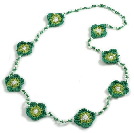 Avalaya Collana Lunga Floreale Boho, 100 cm, Verde, Oliva, Bianco, Vetro, Corde, Adulti, Donne, Collana, Nessun Tipo di Metallo, Senza Fermaglio