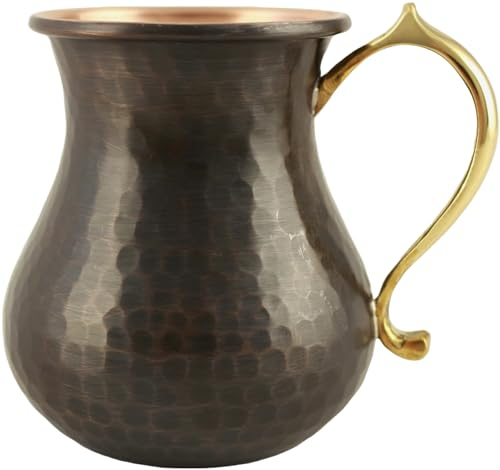 DEDE Copper - CC Series (12 oz) - Super Heavy Weight Drinking Cups or Serving Cold Beverages and Cocktail Mugs, Unlined Uncoated 100% Pure Copper Tumblers with Cast Handle (Hammered Antique)