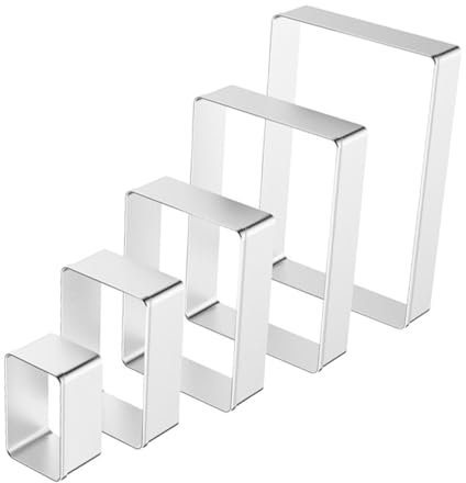 PRETYZOOM 5pcs Cookie Stainless Steel Biscuit Cutters Rectangular Cake Mould Baking Tools Cookie Dough Press Fondant Molds