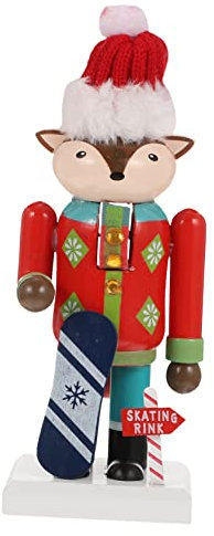 PAMINGONO Casse-Noisette De Noël en Bois Petit Renard Sculpté Ornament Décoratif Traditionnel Fonction Ouverture Bouche Décoration Bureau Maison Fête