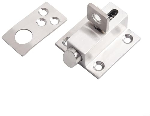 Aprilsunnyzone Federriegel Schloss Diebstahlsicherung Automatischer Türriegel Selbstschließend Sicherheitsriegel für Balkon Flügel Silber Edelstahl