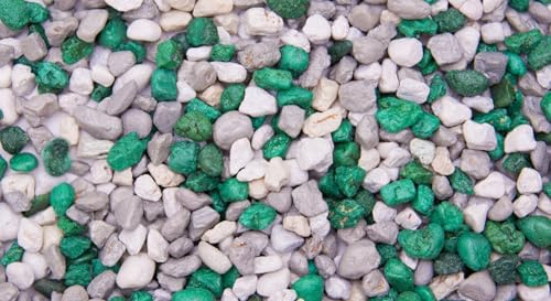 Dihl 1KG Unipac Aquarium Astral Stellar Gravel Stones, 5mm to 8mm Grain Size, Decorative Substrate, Non-Toxic Durable Epoxy Coated in Metallic Finish. White, Green, Silver Mix, 1 KG