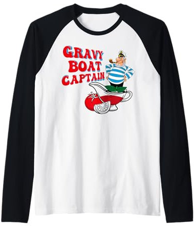 Gravy Boat Captain Funny Thanksgiving Costume Gift Raglan Baseball Tee