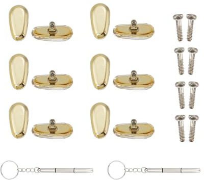 NICENEEDED 3 Paire de Plaquettes Nasales Antidérapantes en Silicone Souple pour Lunettes Kit D'Outils de Remplacement de Plaquettes Nasales avec Vis et Tournevis Plaquettes de Nez Dorées