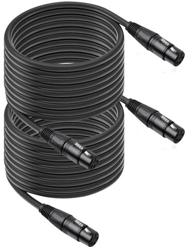 SZLliyxs 2 Pack 3 Pin XLR Female to Female Microphone Cables,33FT,10M Professional Balanced Audio Cable with Oxygen-Free Copper, Gold-Plated Connectors - for Studio, Stage, PA Systems