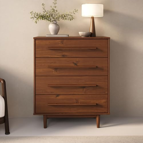 IDIMEX Kommode TECCA mit 4 Schubladen, Kastanie Finish – Schubladenschrank aus massivem Kiefernholz, skandinavisches Design mit Holzgriffen, Stauraummöbel für Schlafzimmer Wohnzimmer Flur Gästezimmer