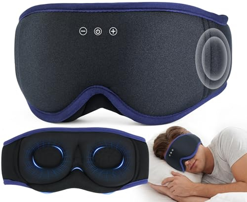 MUSICOZY Sleep Mask with Bluetooth Headphones, 3D Wireless Sleeping Eye Masks, Bluetooth Eye Masks 14-Hour Playtime, Ultra-Soft Breathable, Perfect for Side Sleepers, Women Men(Ocean Blue)