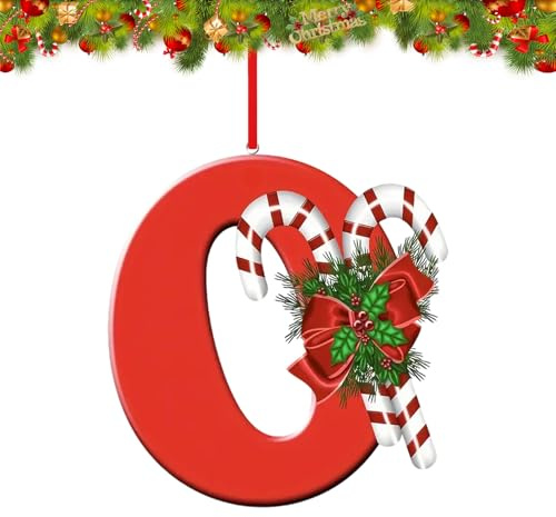 26 Buchstaben-Ornamente Weihnachtsbaum-Dekoration, personalisiertes hängendes Dekor-Anhänger für Weihnachtssocken Baum Schornstein, wiederverwendbare 26 Alphabet für DIY Weihnachtsbastel-Ornamente (O)