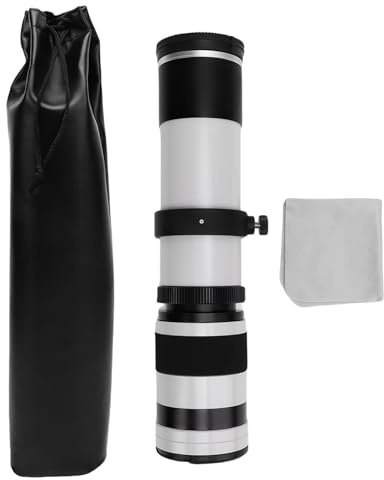 CHEOTIME Televerato Zoom Lens, 420 à 800 mm en Verre Optique téléobjectif, E Mount Teobaro Lens Manual Focus for Mirrorless Caméras Bird and Moon Photography (Blanc)