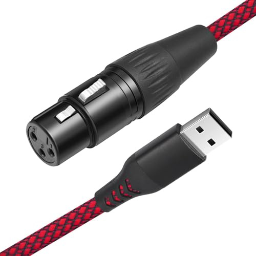 Plyisty XLR zu USB Mikrofon Kabel, XLR Weiblich zu USB Mic Link Konverter Kabel für Mikrofone oder Karaoke Sing (1m)