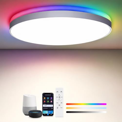 Smarte Deckenlampe 36W 3600lm Ø30cm, RGBIC & CCT 3000K-6500K, Dimmbar